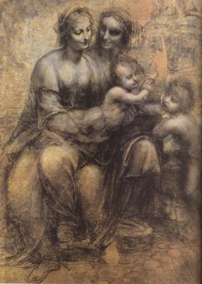 LEONARDO da Vinci Virgin and Child with St Anne and St John the Baptist (mk08) oil painting image